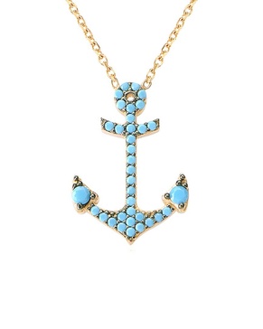 Gabi Rielle Love is Declared 14K Over Silver Turquoise Anchor Necklace