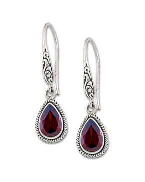 Samuel B. Silver 3.00 ct. tw. Garnet Drop Earrings