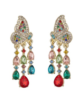 Eye Candy LA Magnolia Butterfly Crystal Rainbow Drop Earrings