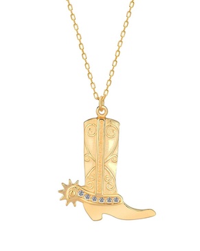 Gabi Rielle 14K Over Silver Cowgirl Boot Necklace