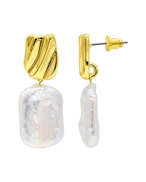 ADORNIA 14K Plated 19.05mm Pearl Dangle Earrings