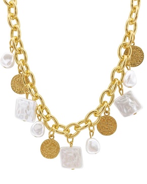 Adornia 14K Plated Pearl Charm Necklace