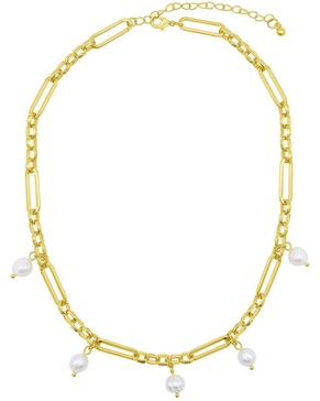 ADORNIA 14K Plated 6.35mm Pearl Stackable Necklace