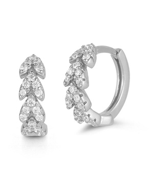 Glaze Jewelry Silver CZ Leaf Huggie Earrings