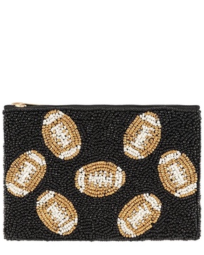 Shiraleah Footballs Beaded Zip Pouch