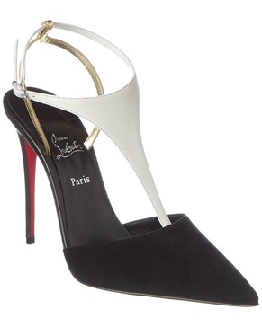 Christian Louboutin Athina 100 Suede & Leather Pump