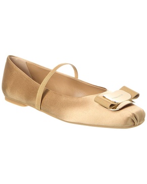 ferragamo zina t plate satin ballerina flat