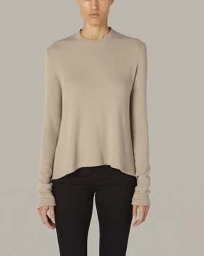 sweater knit l/s crew in taupe