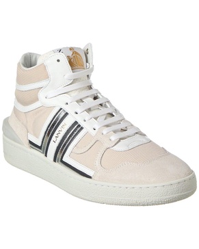 LANVIN Clay Leather & Mesh High-Top Sneaker