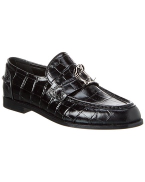 cl moc croc-embossed leather loafer