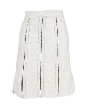 tweed knee length skirt in grey acrylic