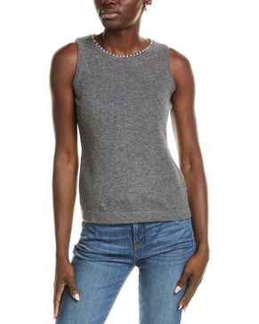 embellished trim cashmere tank top