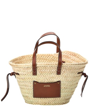 Isabel Marant Cadix Mini Raffia & Leather Tote