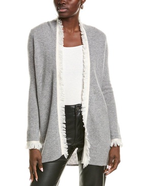 open tonal fringe cashmere cardigan