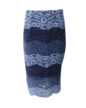 lace midi skirt in blue polyamide