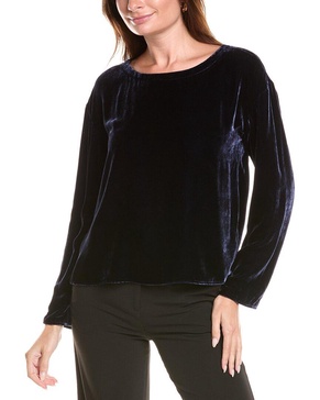 EILEEN FISHER Ballet Neck Velvet Top