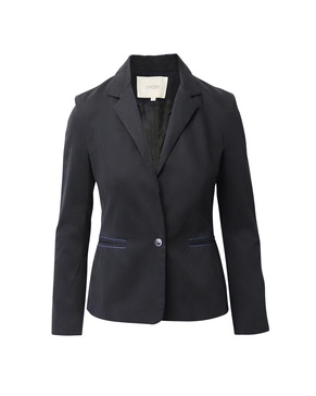 contrast trim tailored jacket in black cotton