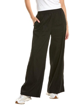 stretch linen-blend wide leg pant