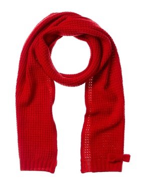 Portolano Waffle Stitch Bow Cashmere Scarf