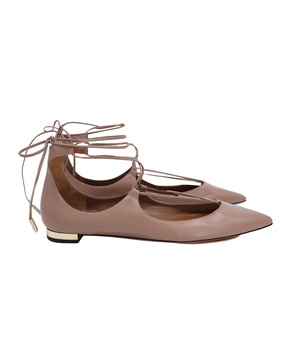 christy flats in beige leather