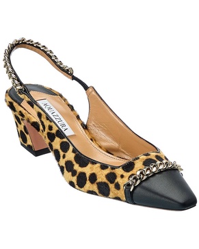 Aquazzura Nikki Cavallino 50 Haircalf Slingback Pump