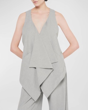 luxembourg twill vest in gray pinstripe