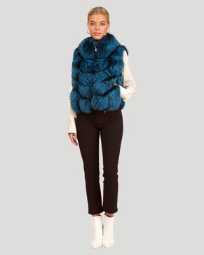 reversible silver fox fur and down vest