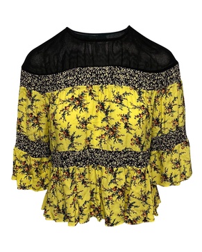 sandro ruched blouse in yellow viscose