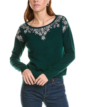 embellished boatneck cashmere sweater