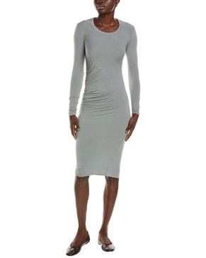 stretch ruched double layer midi dress