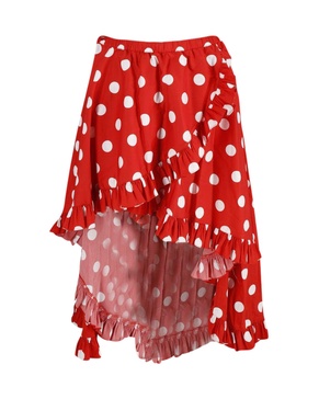 adelle asymmetric ruffled polka-dot skirt in red cotton