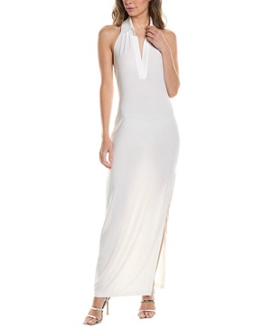 halter neck side slit gown