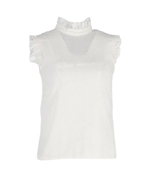 ruffled sleeveless blouse in white cotton