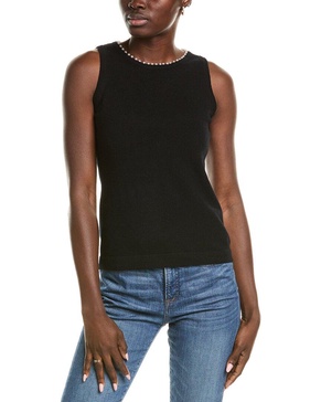 embellished trim cashmere tank top