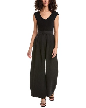 bardot wide leg linen-blend jumpsuit