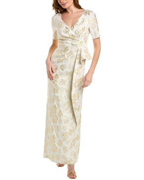 Aidan Mattox V-Neck 3/4-Sleeve Gown