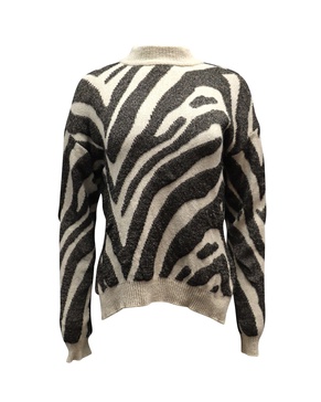 sosa zebra intarsia sweater in beige cotton