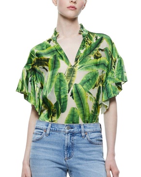 alice + olivia Julius Silk-Blend Tunic Top