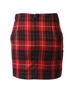 plaid skirt in red wool