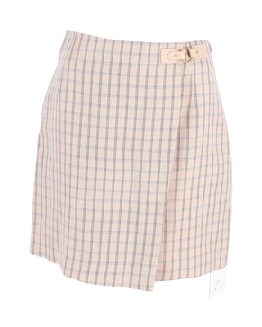 meredith checked mini wrap skirt in pink cotton