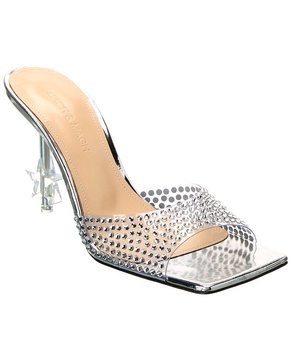 Mach & Mach Crystal-Embellished Star Vinyl & Leather Mule