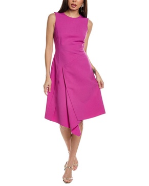 draped skirt silk-lined wool-blend a-line dress