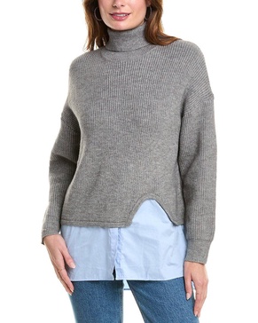 roll-neck slit layering sweater