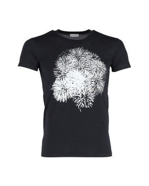 firework graphic t-shirt in black cotton