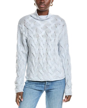 sculptural cable turtleneck wool & cashmere-blend sweater