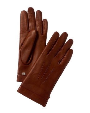 logo cuff cashmere-lined leather gloves