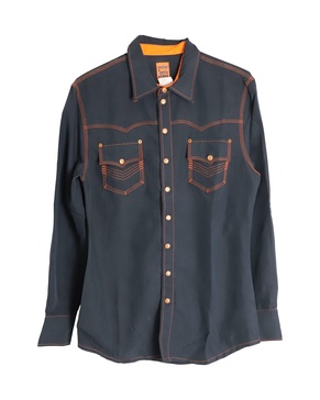 long sleeve button-down shirt in black polynosic