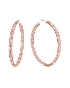 14k rose gold 3.57 ct. tw. diamond scattered edge hoops