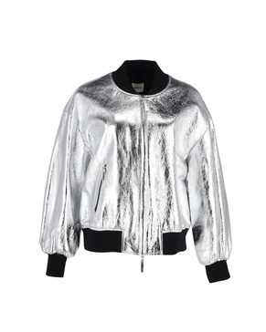 cici jacket in metallic silver leather