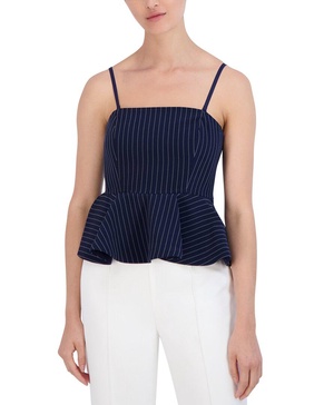 new york pinstripe peplum sleeve top